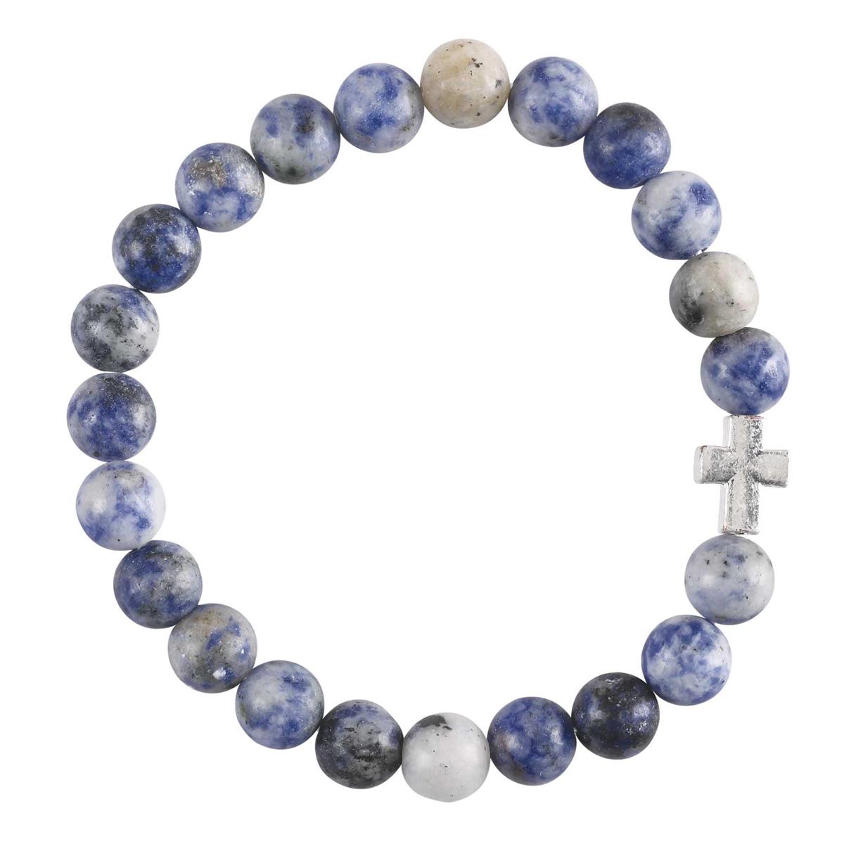 Natural Stone Beaded Bracelet for Women Crystallite Beads with Silver Tone by Dicksons
