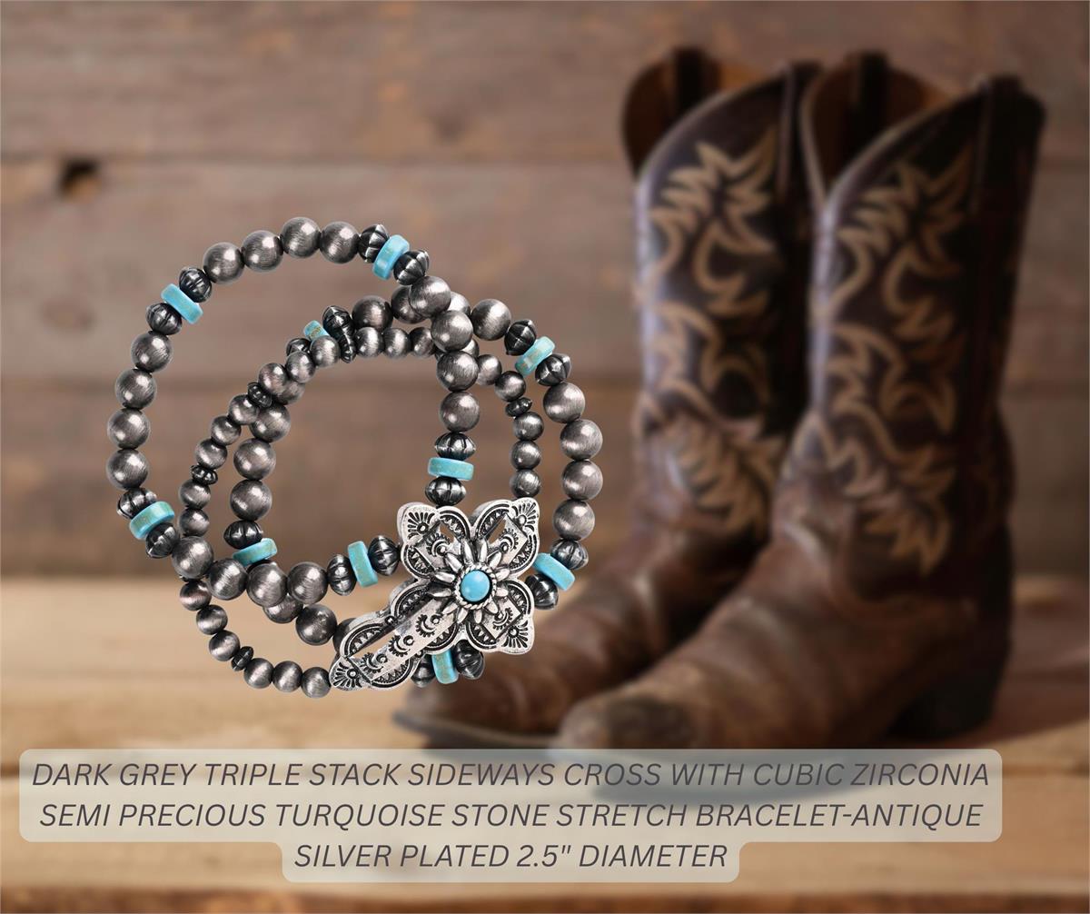 Bracelet Turquoise Triple Stack Cross by Dicksons, product view 2