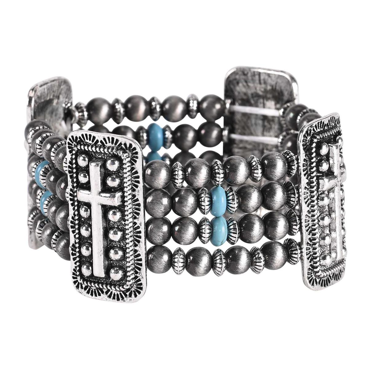 Bracelet Turquoise Multi Strand Cross by Dicksons, product view 2