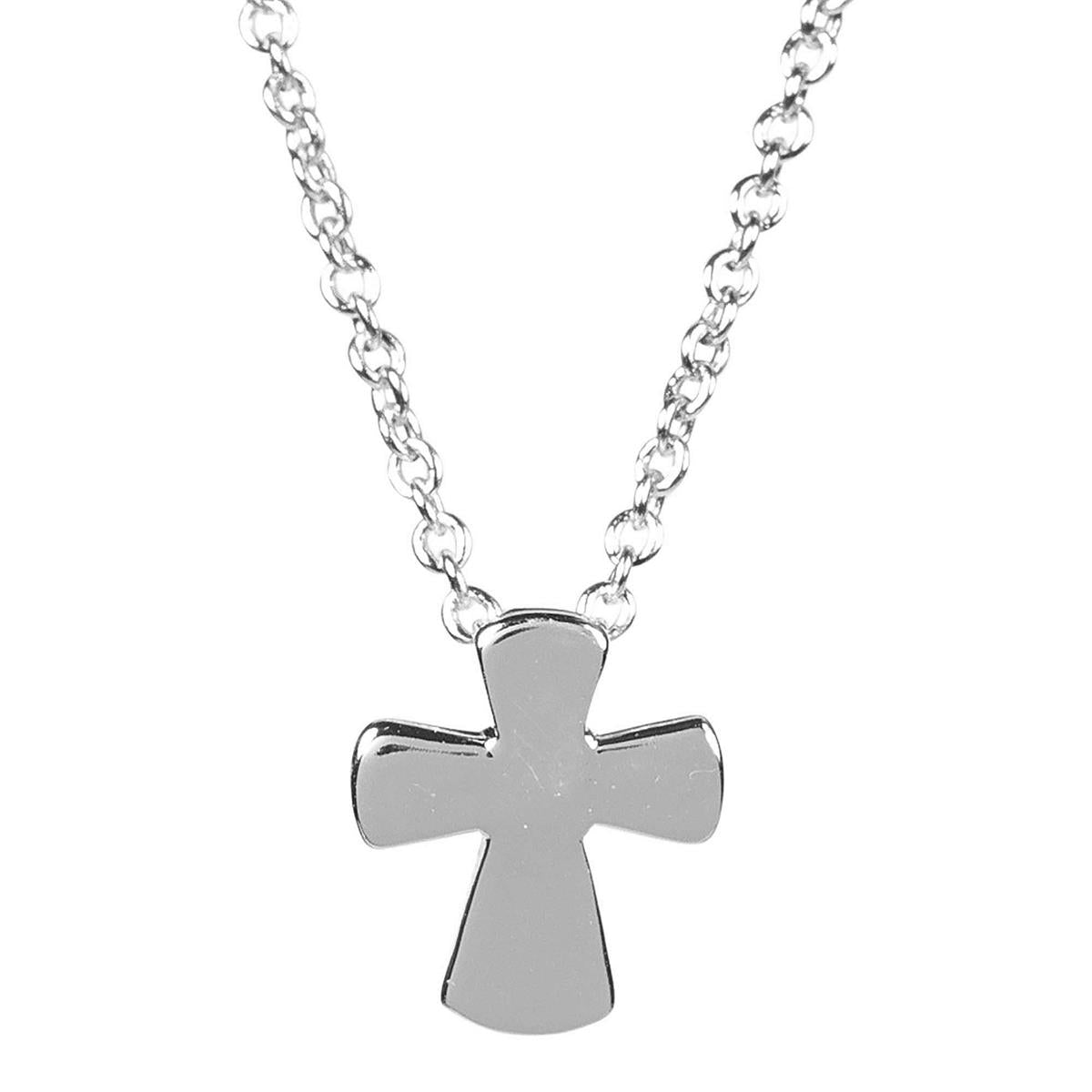 Mini Flare Cross Silver Plate 16" Chain by Dicksons
