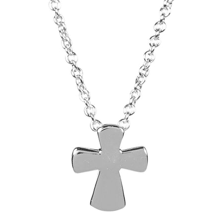 Mini Flare Cross Silver Plate 16" Chain by Dicksons
