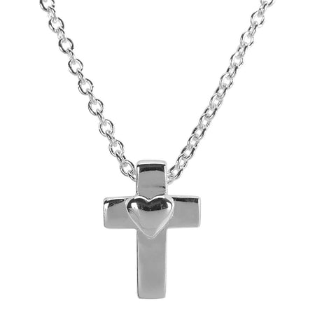 Mini Cross/heart Silver Plate 16" Ch by Dicksons