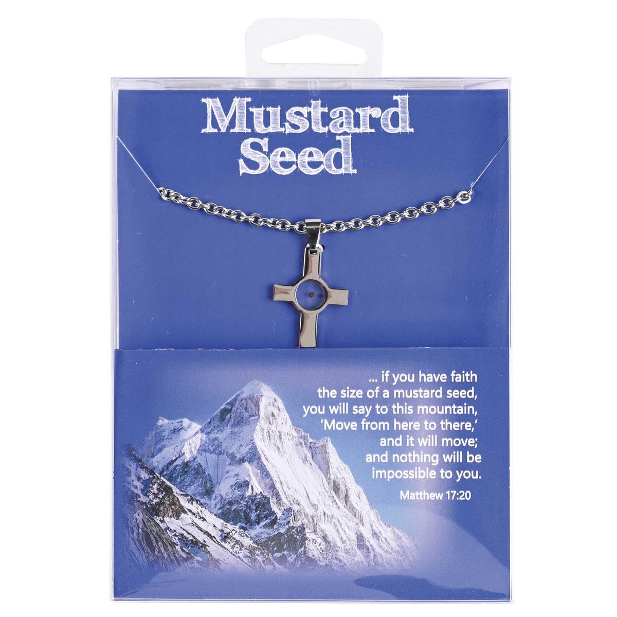 Mustard Seed Cross - 24 Inch Silver Plated Stainless Steel Cable Chain Men's by Dicksons