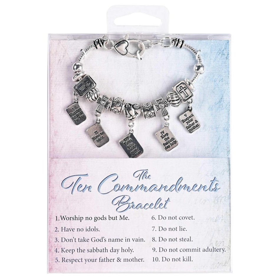 10 Commandments - Snake Chain 7 + 1 Inch Extension Silver Plated Stainless by Dicksons