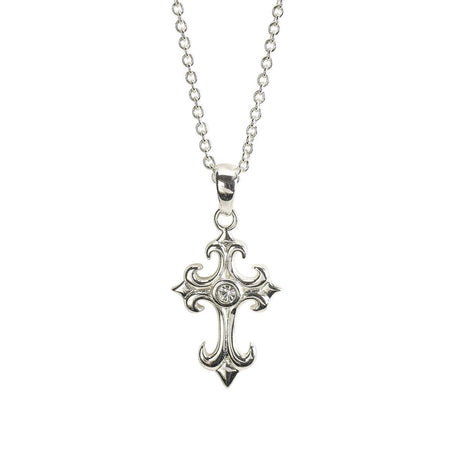 Silver Pl Fancy Bud Cross Necklace by Dicksons