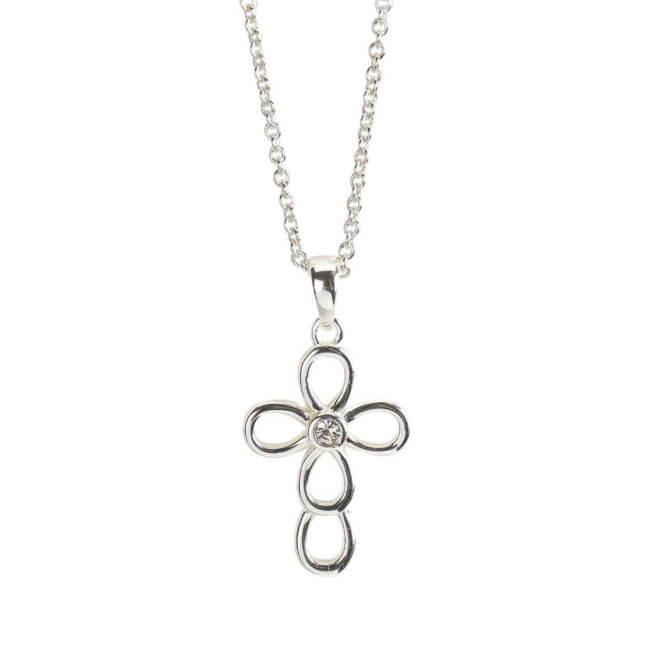 Silver Pl Open Petal Cross Necklace by Dicksons, product view 2