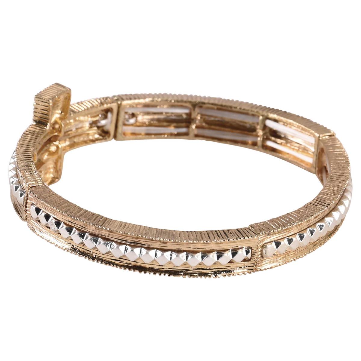 Stretch Bracelet Sideways Cross Gold by Dicksons, product view 2