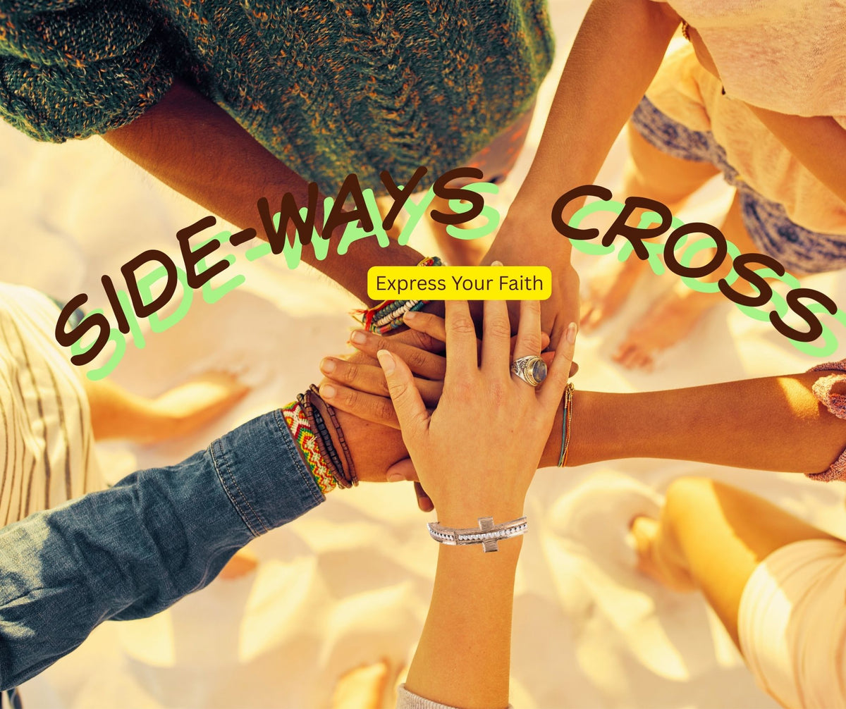Stretch Bracelet Sideways Cross Gold by Dicksons, product view 3