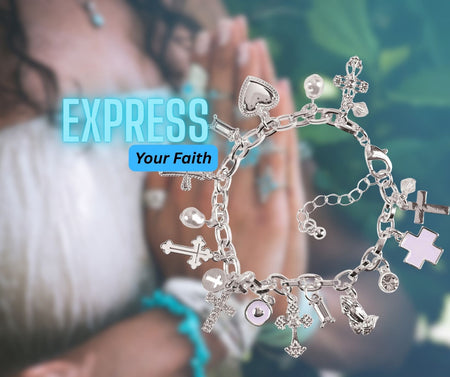 Elegant Multi-Cross Charm Bracelet for Women Silver-Tone Chain Link with Heart by Dicksons, product view 2