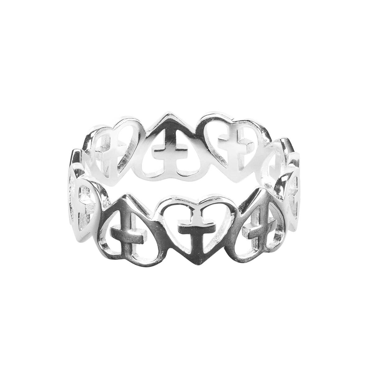 Ring Multi Heart Cross Silver by Dicksons, product view 3