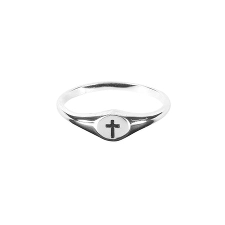 Ring Engraved Cross Silver by Dicksons