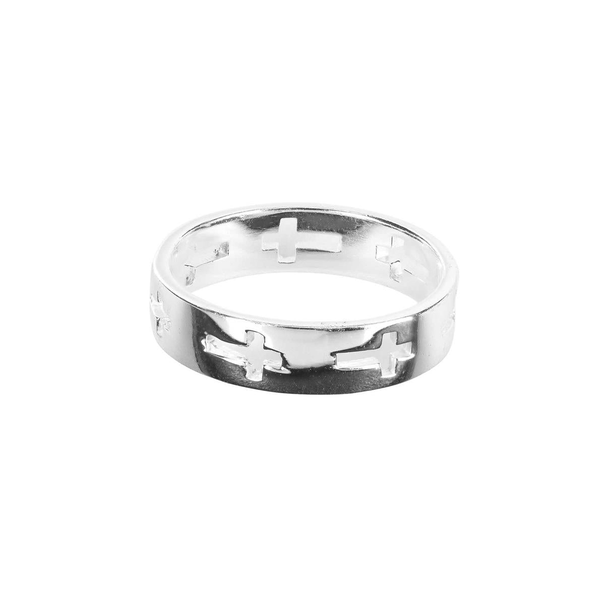 Ring Multi Cutout Cross Silver by Dicksons