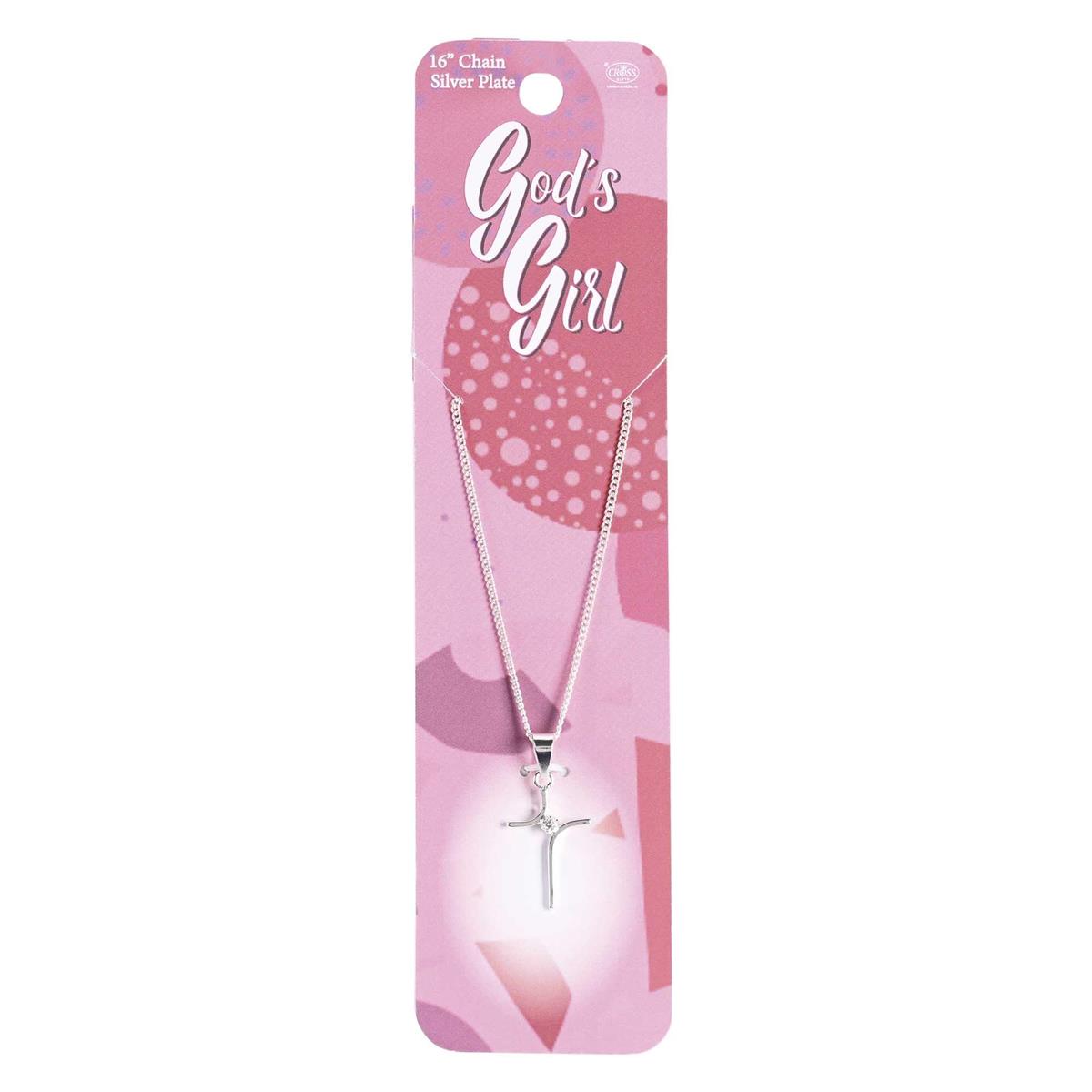 Necklace Gods Girl Curve Cross Stone 16L by Dicksons