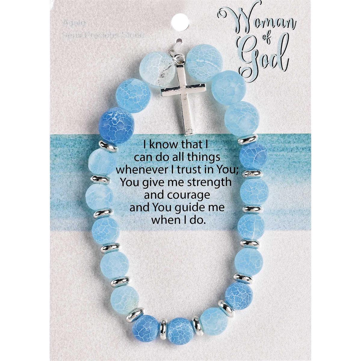 Woman of God with Dangle Cross Charm - 2.5 Inch Blue Agate Stone by Dicksons