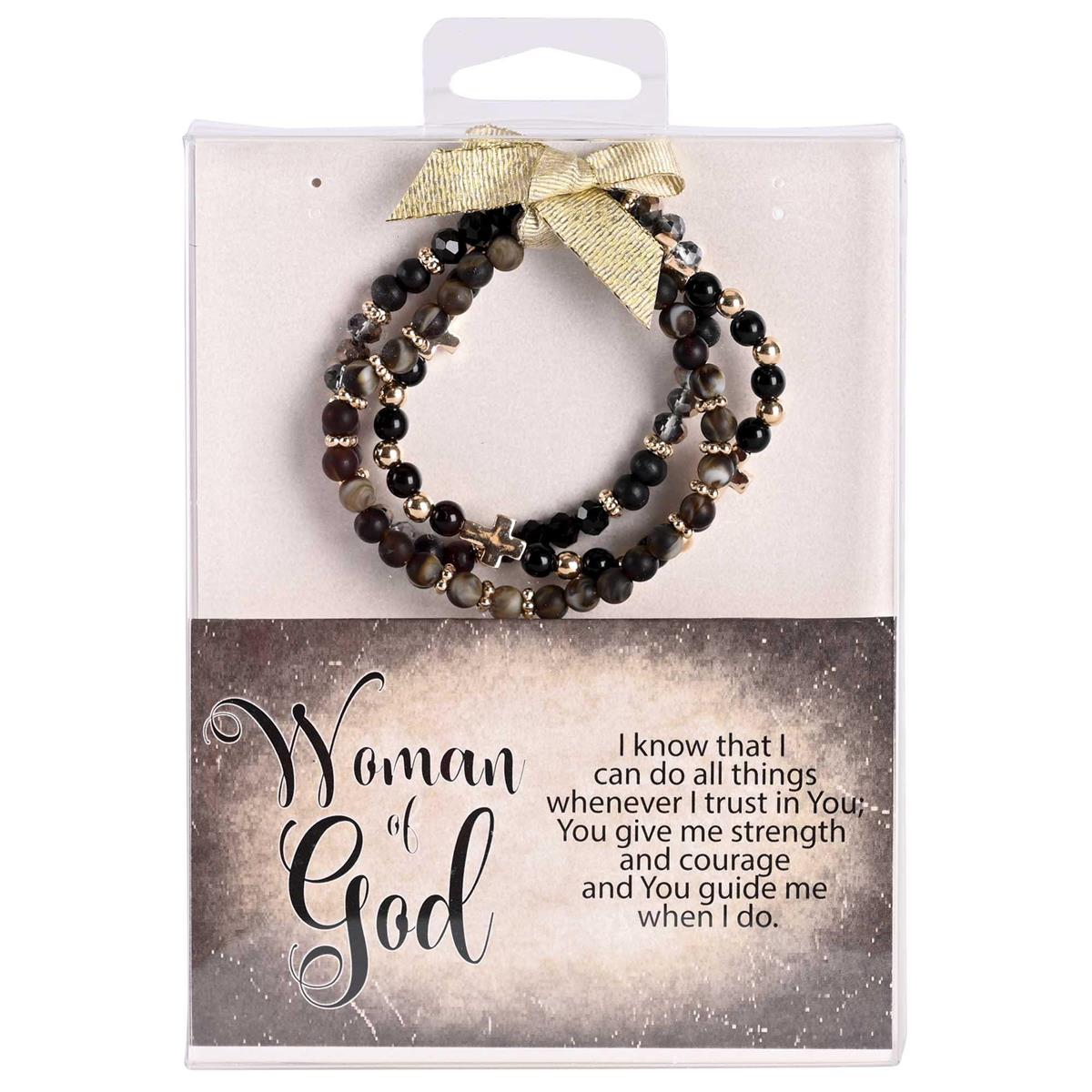Woman Of God 2.5 Inch Dark Brown and Gold Plated Agate Stone Metal and Wood by Dicksons