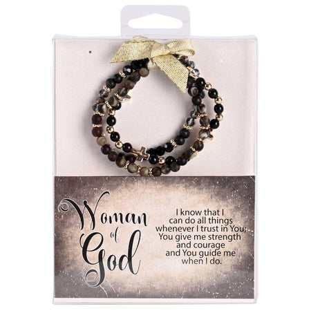 Woman Of God 2.5 Inch Dark Brown and Gold Plated Agate Stone Metal and Wood by Dicksons