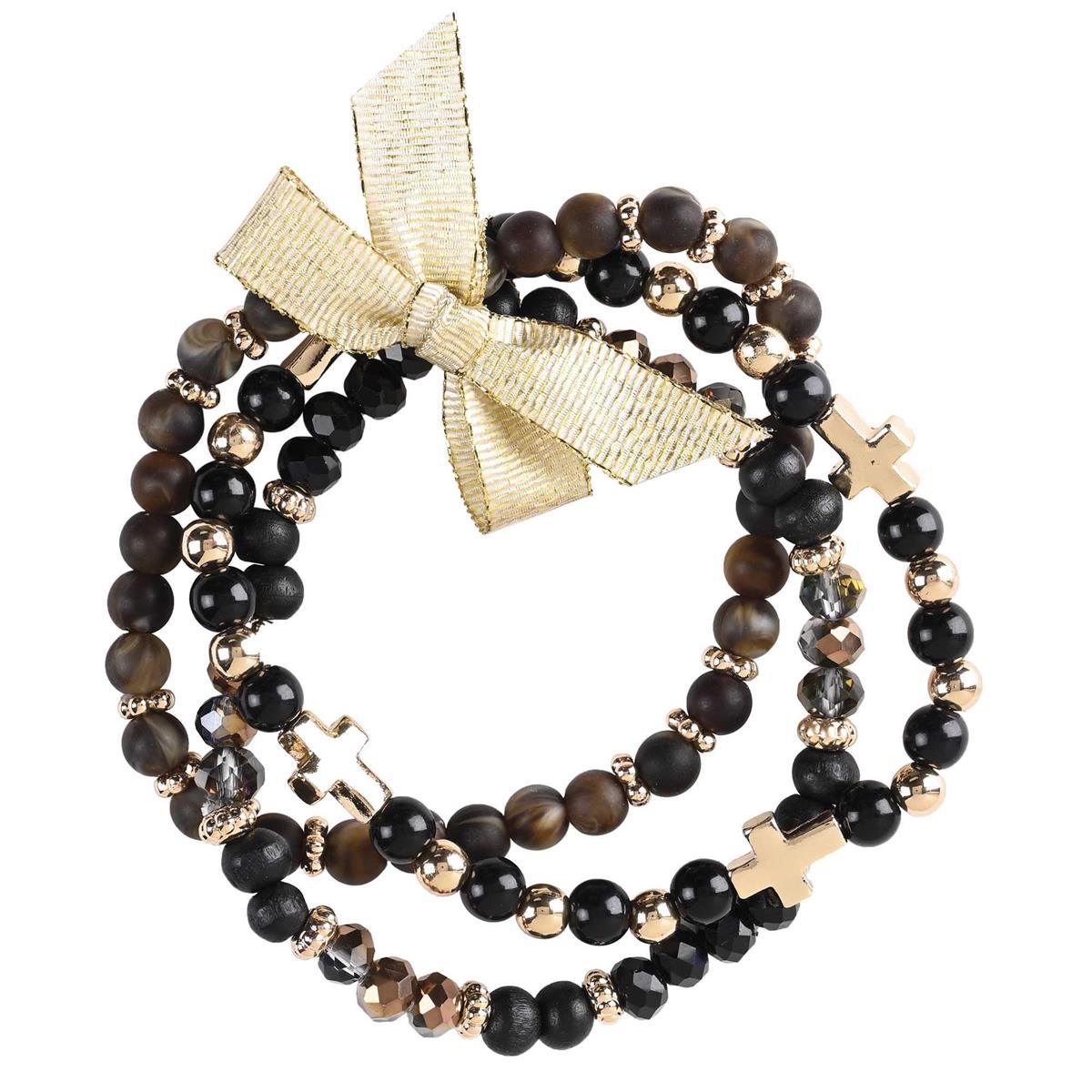 Bracelet Triple Dark Brown Beads by Dicksons