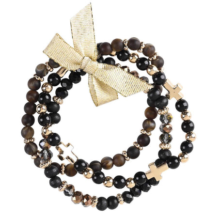 Bracelet Triple Dark Brown Beads by Dicksons