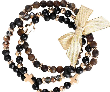Bracelet Triple Dark Brown Beads by Dicksons, product view 3