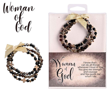 Woman Of God 2.5 Inch Dark Brown and Gold Plated Agate Stone Metal and Wood by Dicksons, product view 3