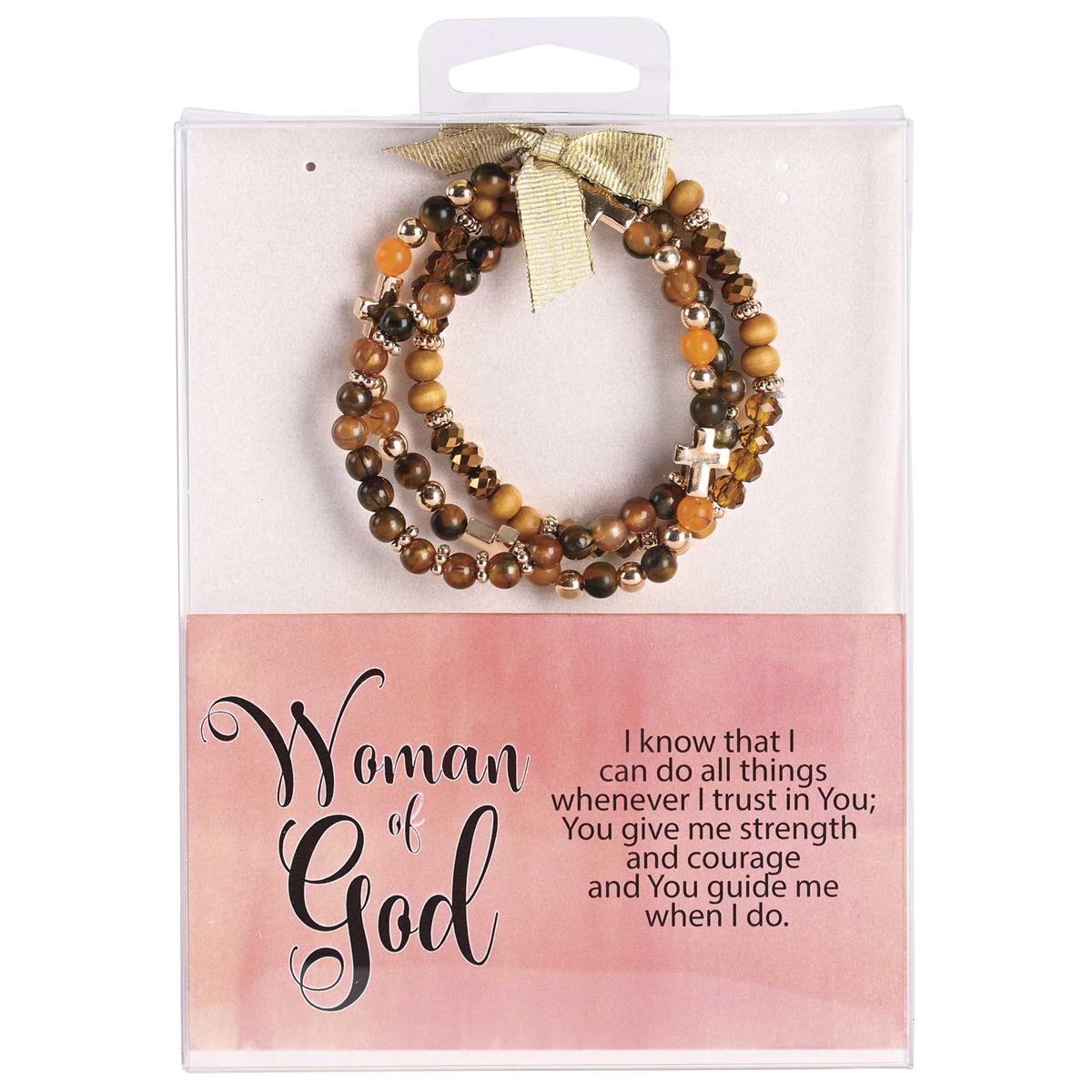 Woman Of God 2.5 Inch Brown and Orange Agate Stone Metal and Wood Women's by Dicksons