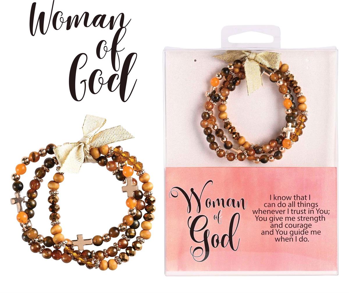 Woman Of God 2.5 Inch Brown and Orange Agate Stone Metal and Wood Women's by Dicksons, product view 3