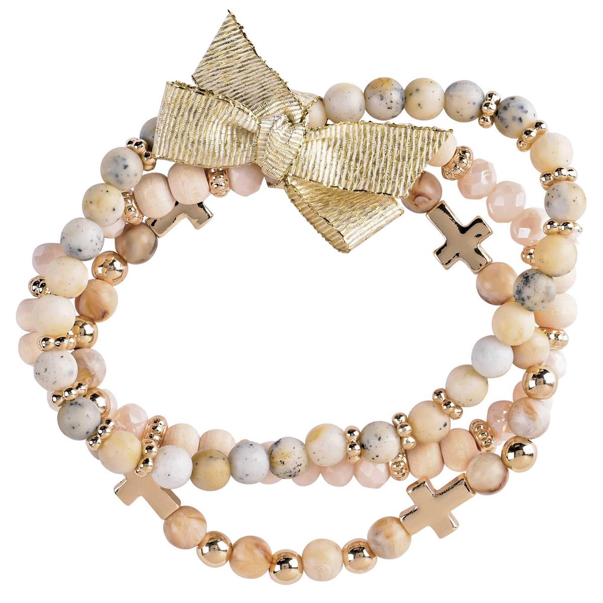 Bracelet Triple Crosses Ecru Beads by Dicksons