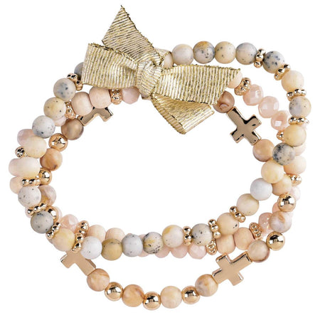 Bracelet Triple Crosses Ecru Beads by Dicksons