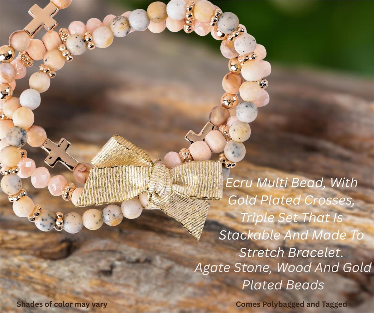 Bracelet Triple Crosses Ecru Beads by Dicksons, product view 2