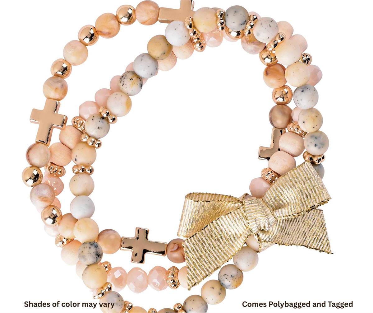Bracelet Triple Crosses Ecru Beads by Dicksons, product view 3