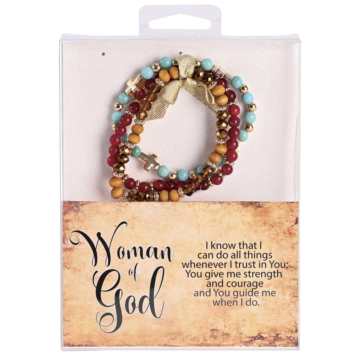 Woman Of God 2.5 Inch Red Blue and Orange Agate Stone Metal and Wood Women's by Dicksons