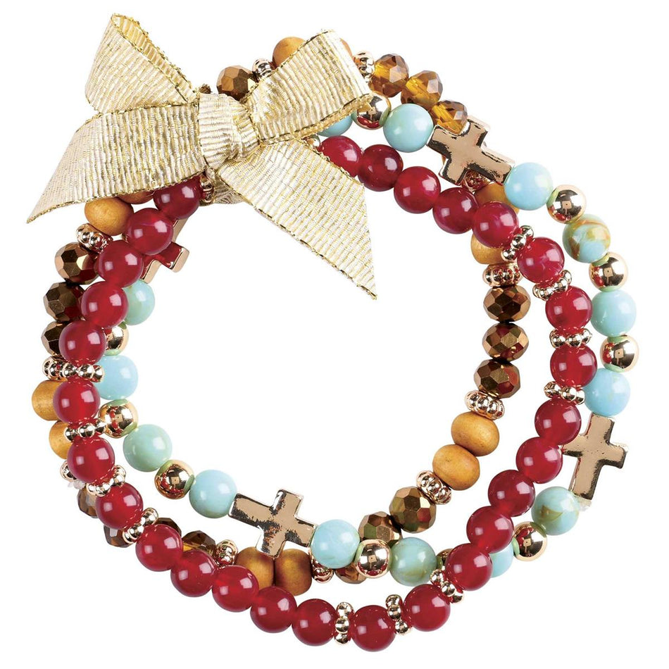 Stackable Turquoise & Burgundy Beaded Bracelet for Women Vibrant Stone Beads by Dicksons