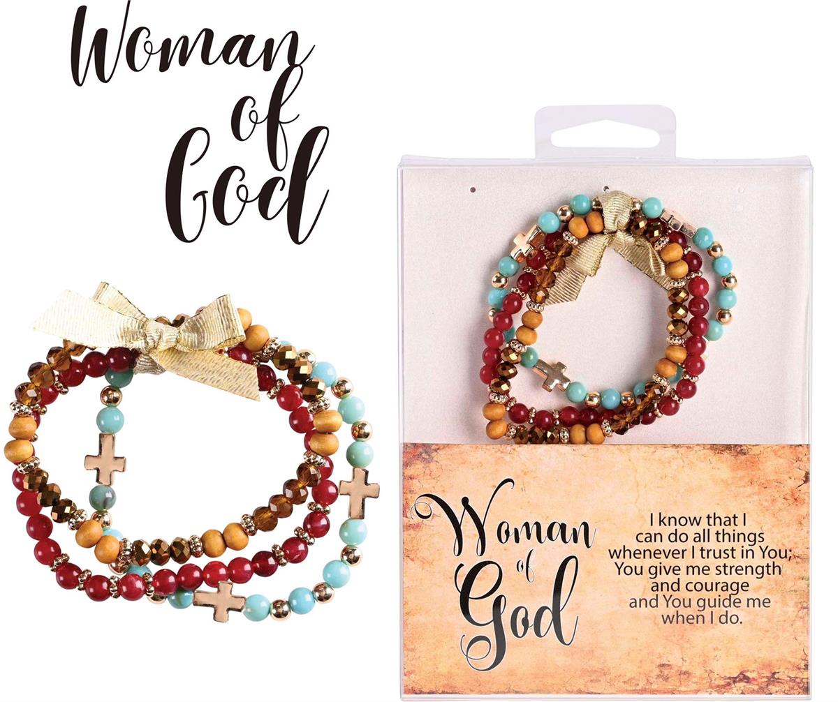 Woman Of God 2.5 Inch Red Blue and Orange Agate Stone Metal and Wood Women's by Dicksons, product view 3