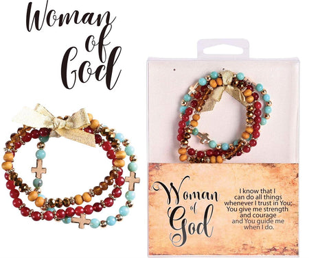 Woman Of God 2.5 Inch Red Blue and Orange Agate Stone Metal and Wood Women's by Dicksons, product view 3