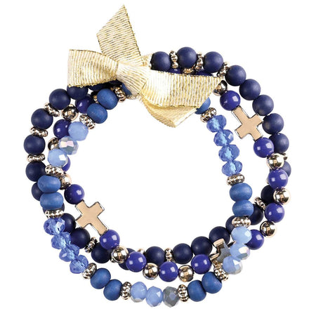 Bracelet Triple Crosses Navy Beads by Dicksons