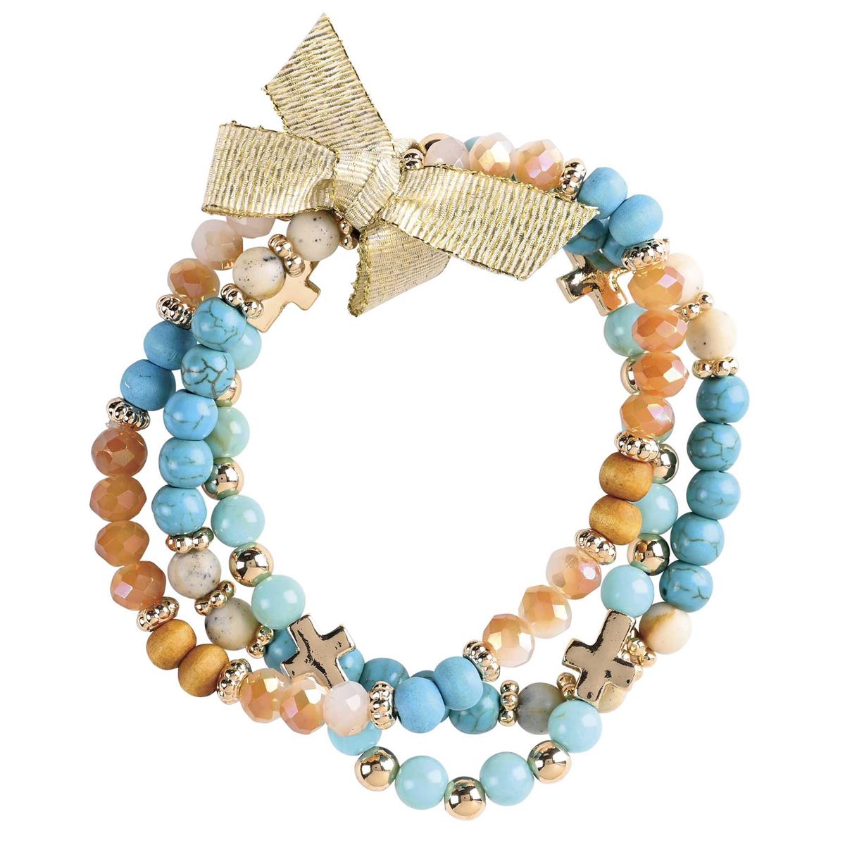 Bracelet Triple Turquoise Ecru Beads by Dicksons