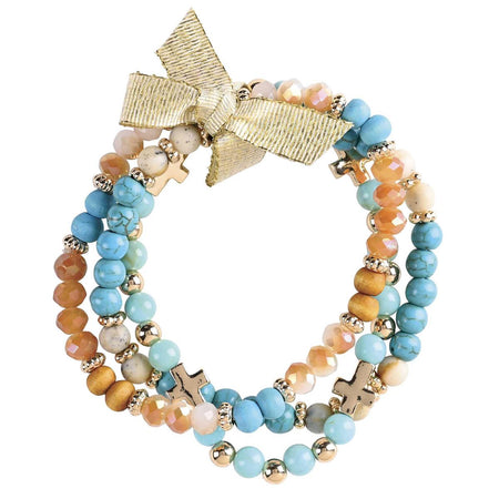 Bracelet Triple Turquoise Ecru Beads by Dicksons
