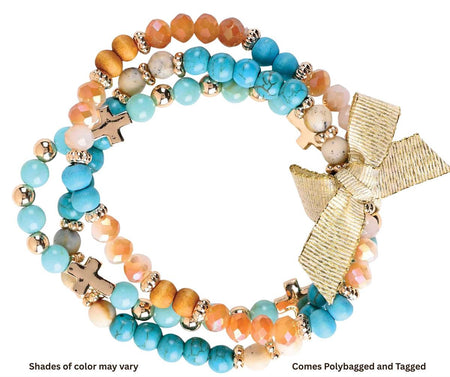 Bracelet Triple Turquoise Ecru Beads by Dicksons, product view 3