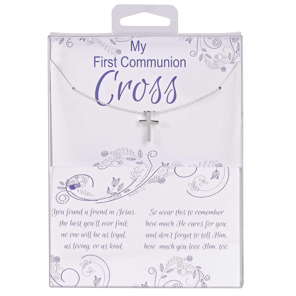 My 1st Communion Cross Necklace Gift Set Silver-Tone Cross Pendant Elegant by Dicksons