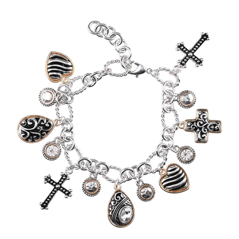 Bracelet Woman Of God Multi 2Tone Cross by Dicksons, product view 2