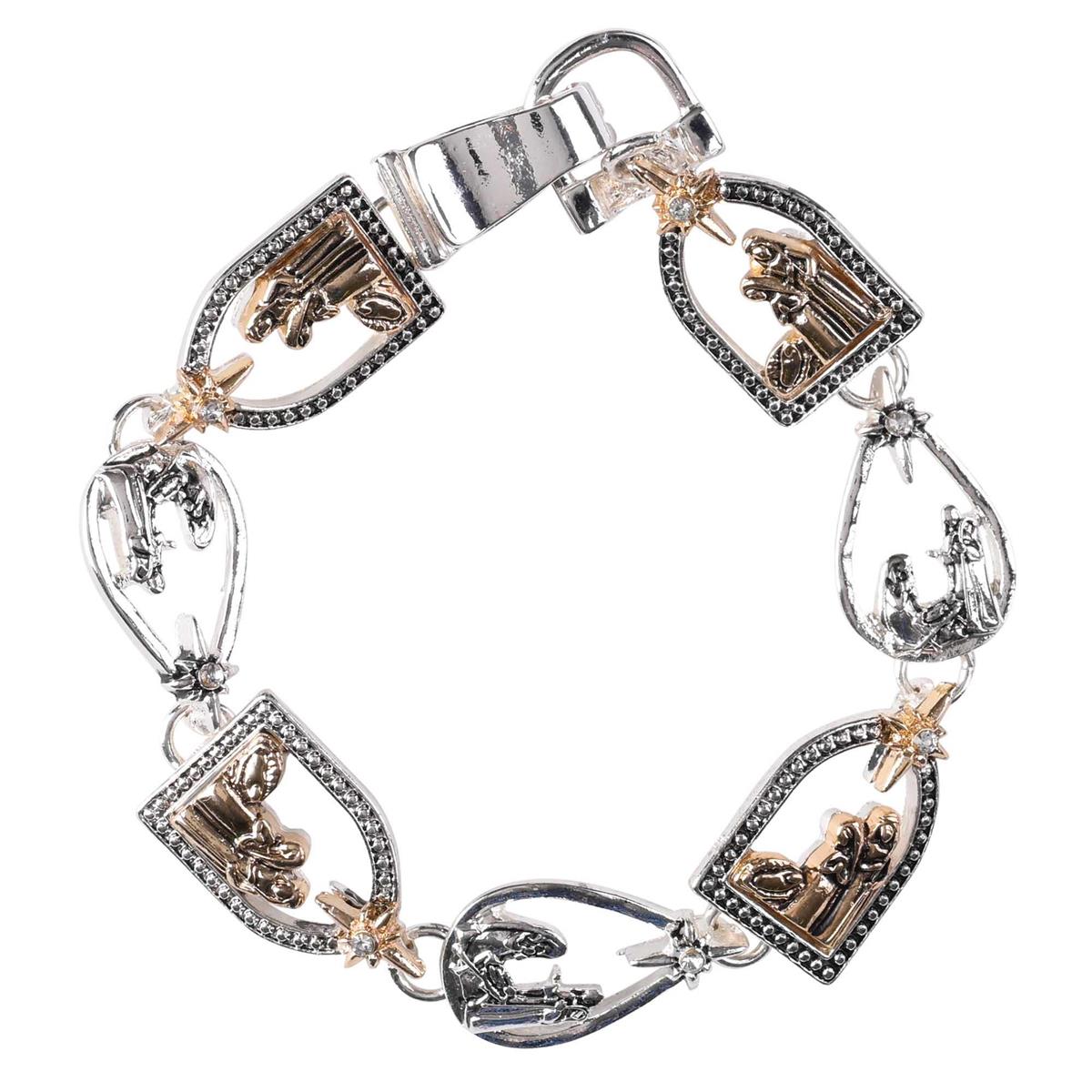 Bracelet Nativity Link Style 2Tone by Dicksons, product view 2