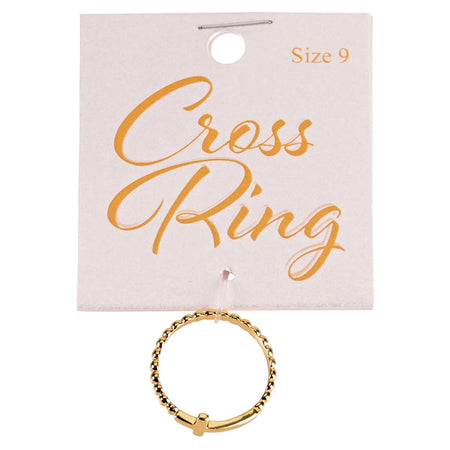 Ring Gold Plated Ball Band Cross by Dicksons, product view 5