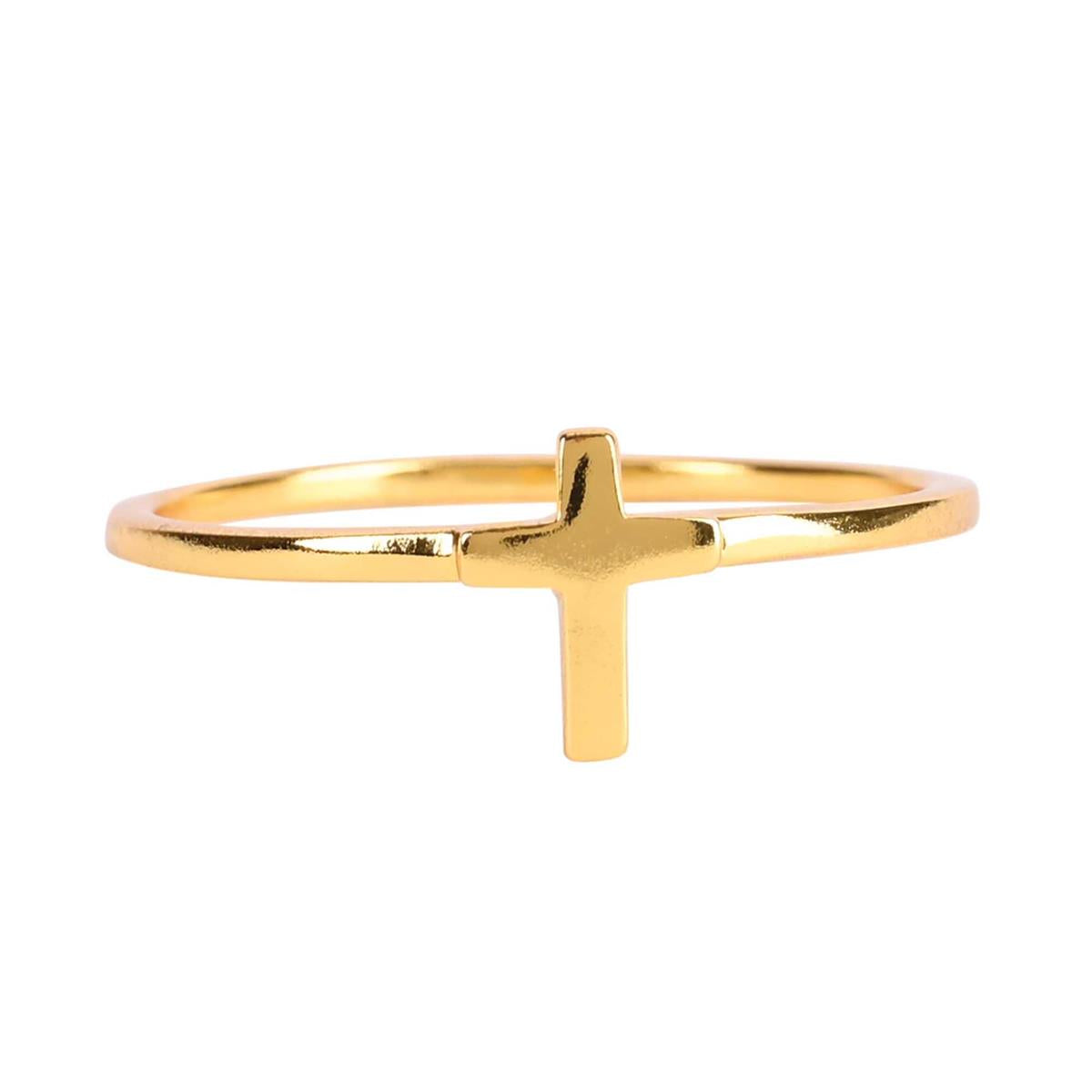 Ring Gold Vertical Box Cross Ring by Dicksons, product view 2