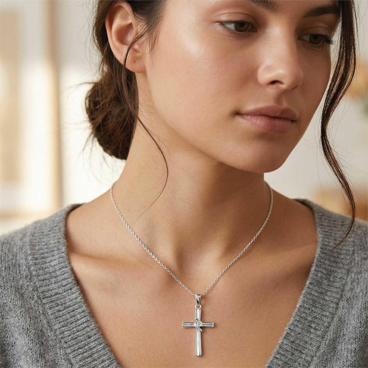 Necklace Womens Box Cross by Dicksons, product view 3