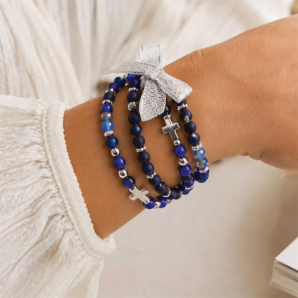 Bracelet Navy Blue Stackable Cross 2.5D by Dicksons, product view 2