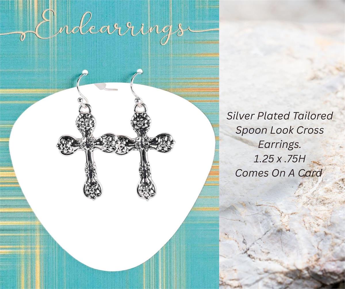Earrings Silver Plate Spoon Crosses by Dicksons, product view 3
