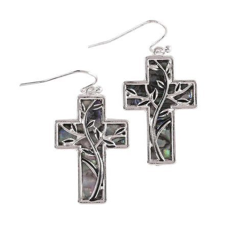 Earrings Abalone Tree Of Life Crosses by Dicksons