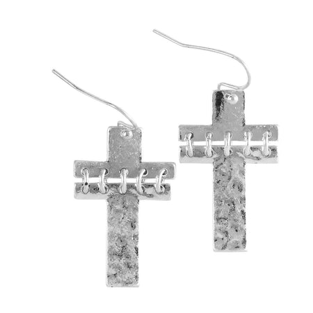 Earrings Hammered Cross on Wires by Dicksons