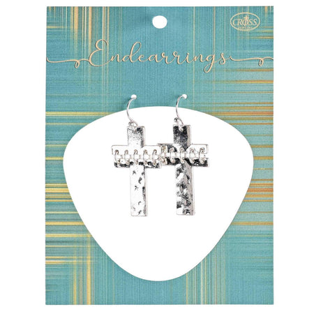 Earrings Hammered Cross on Wires by Dicksons, product view 2