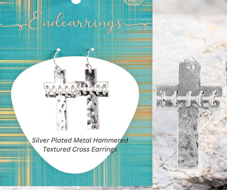 Earrings Hammered Cross on Wires by Dicksons, product view 3